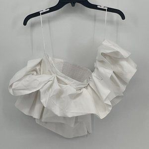 Womens Zara Poplin Top with Ruffles